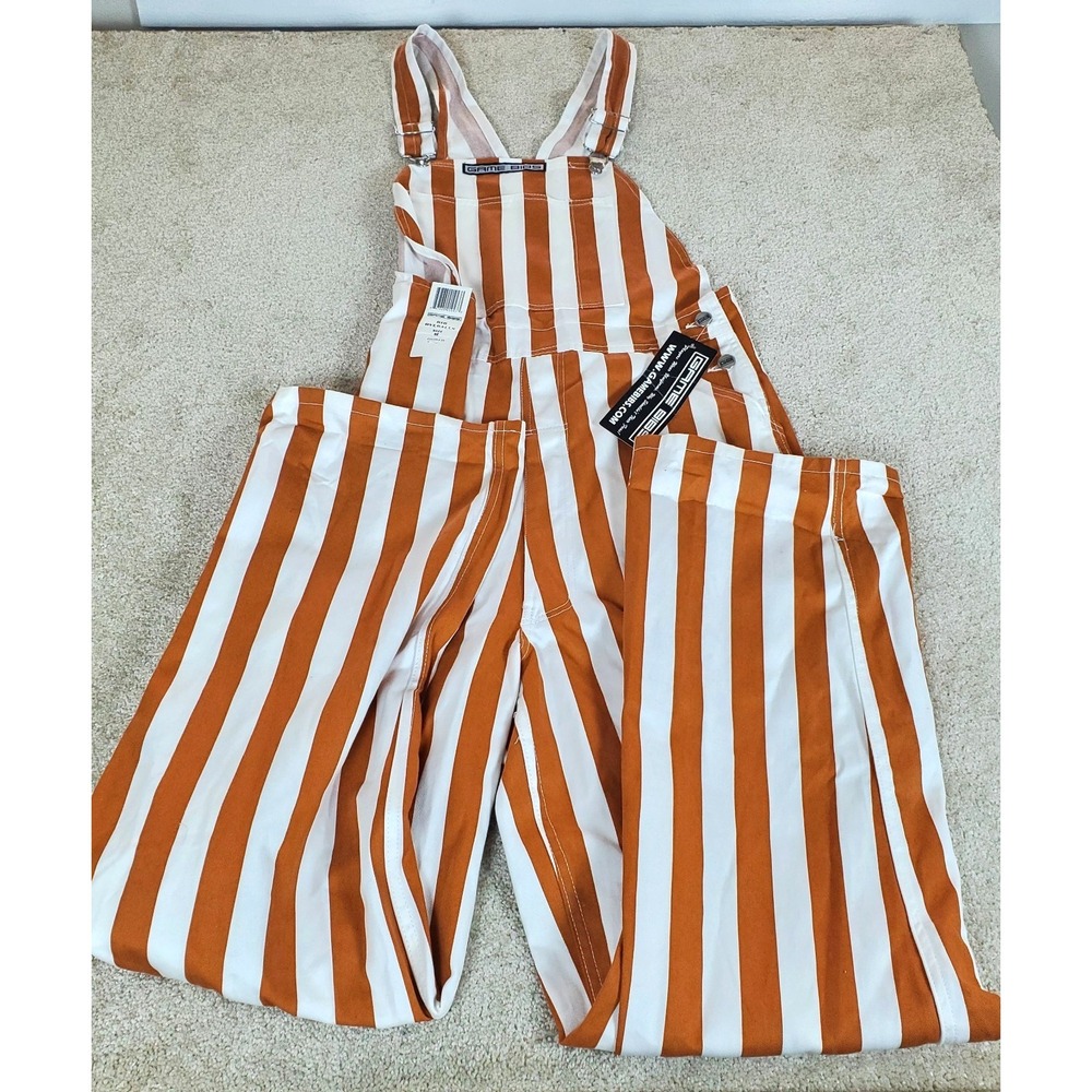 Game Bibs Bib Overalls Men Women Size M Orange White Stripe Game Day Unisex NWTG